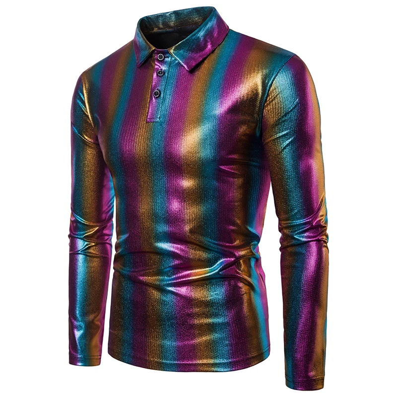 New Men Hip-hop RainbowPrinted Long sleeve T-shirt Fashion nightclub stage performance Slim StreetwearCasual T shirt tee top
New Men Hip-hop RainbowPrinted Long sleeve T-shirt Fashion nightclub stage performance Slim StreetwearCasual T shirt tee top