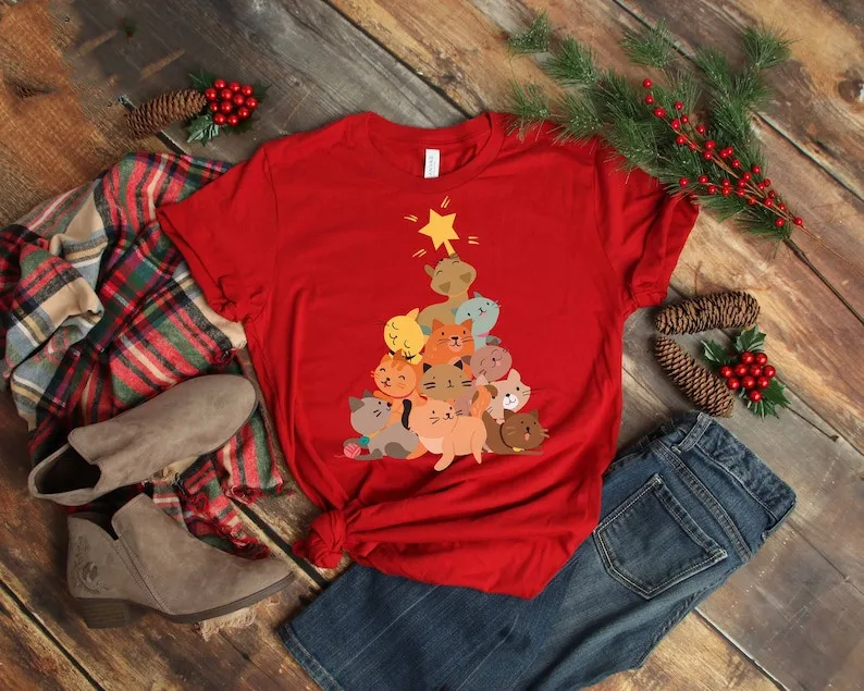 Christmas Cat Tree Pajamas Cat Shirts Cotton Kawaii Fashion Shirt Plus Size O Neck graphic Mama Tshirt Short Sleeve Top Tees y2k
Christmas Cat Tree Pajamas Cat Shirts Cotton Kawaii Fashion Shirt Plus Size O Neck graphic Mama Tshirt Short Sleeve Top Tees y2k