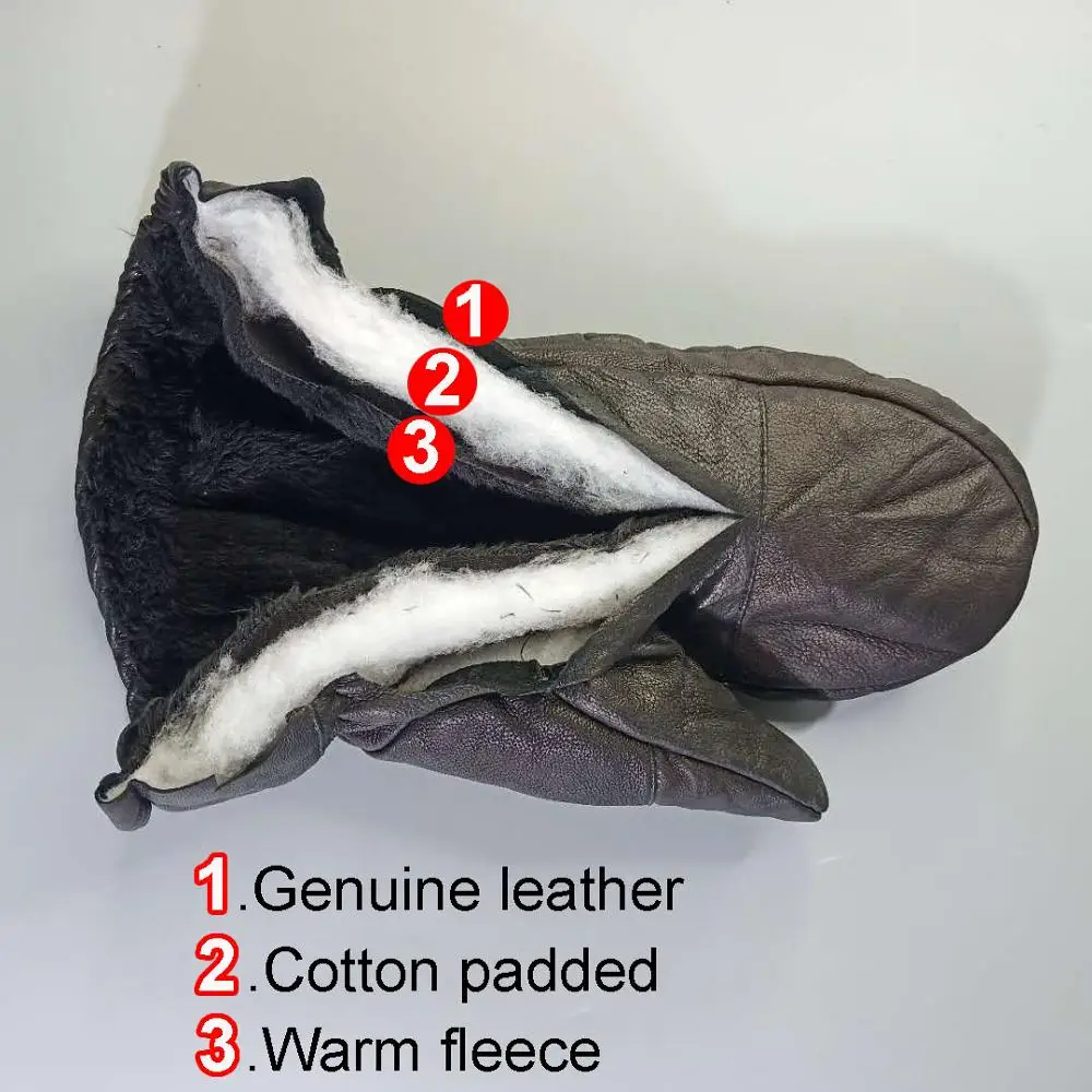 2020 New Winter Warm Genuine Leather Mittens for Men 3 Layers Thick Sheep Leather Fleece Gloves Men's Outdoor Warm Glove
2020 New Winter Warm Genuine Leather Mittens for Men 3 Layers Thick Sheep Leather Fleece Gloves Men's Outdoor Warm Glove