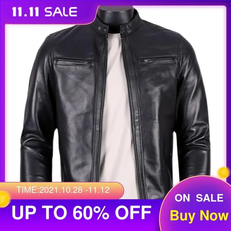 2021 Black Genuine Leather Jacket Men Motorcycle Style Stand Collar Plus Size 3XL Real Natuarl Sheepskin Spring Biker Coat
2021 Black Genuine Leather Jacket Men Motorcycle Style Stand Collar Plus Size 3XL Real Natuarl Sheepskin Spring Biker Coat