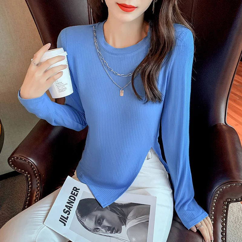 3168# Sweet Cool Knitted Long-Sleeved T-shirt for Women Early Autumn New Slim Fit Slimming Inner Tight Bottoming Shirt
3168# Sweet Cool Knitted Long-Sleeved T-shirt for Women Early Autumn New Slim Fit Slimming Inner Tight Bottoming Shirt