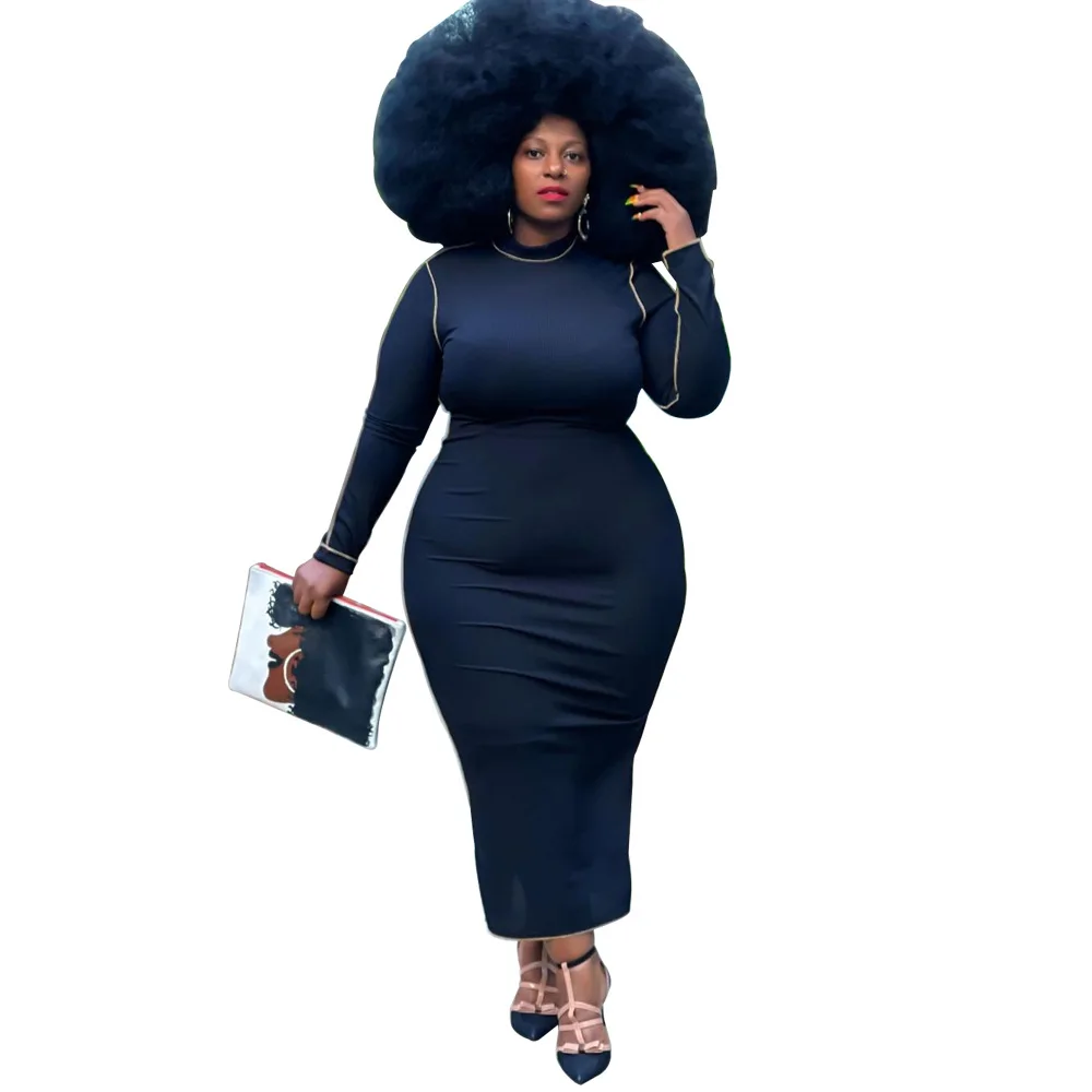 Round Neck Full Sleeve Maxi Dress for Women Plus Size Black Fashion Clothes Autumn Curved Outfit Casual Street Wear 4XL
Round Neck Full Sleeve Maxi Dress for Women Plus Size Black Fashion Clothes Autumn Curved Outfit Casual Street Wear 4XL