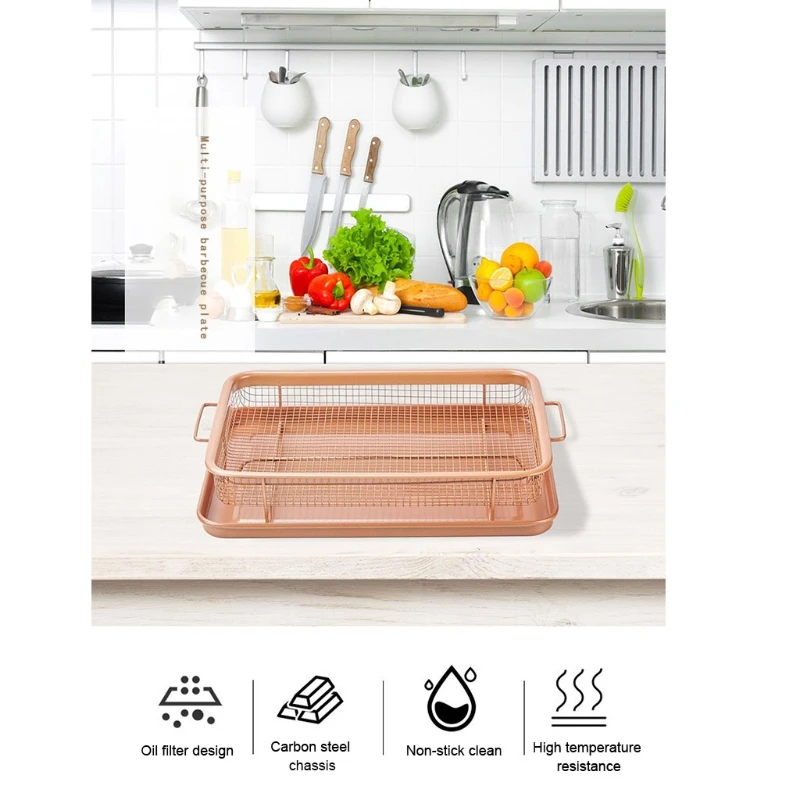 C5AD Household Metal Oven Crisper Tray Non Stick Cookie Sheet Air Fry Pan Grill Oil Filter Mesh Chips Basket Baking Dish Tool
C5AD Household Metal Oven Crisper Tray Non Stick Cookie Sheet Air Fry Pan Grill Oil Filter Mesh Chips Basket Baking Dish Tool