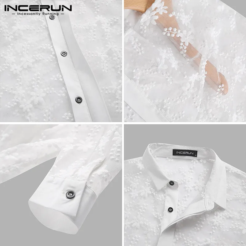 Long Sleeve Turn Down Collar Blouse INCERUN Men Mesh Shirts Fashion Printed See Through Camisa Sexy Loose Buttons Shirts S-5XL
Long Sleeve Turn Down Collar Blouse INCERUN Men Mesh Shirts Fashion Printed See Through Camisa Sexy Loose Buttons Shirts S-5XL