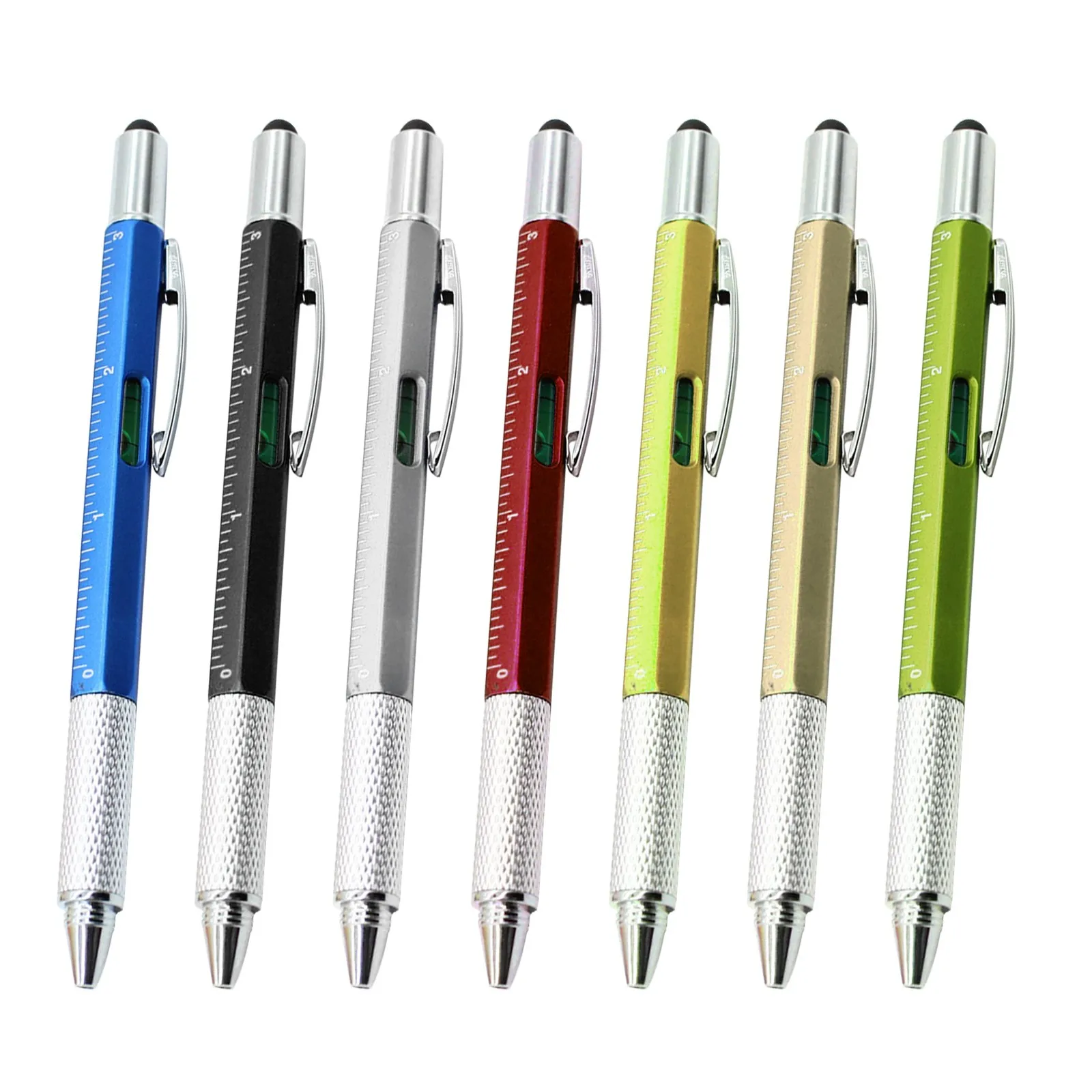 

Unique 6 in 1 Multitool Tech Tool Pen Gift Phillips Screwdriver,Slotted Screwdriver Ballpoint Pen Stylus Pen, Bubble Level Ruler