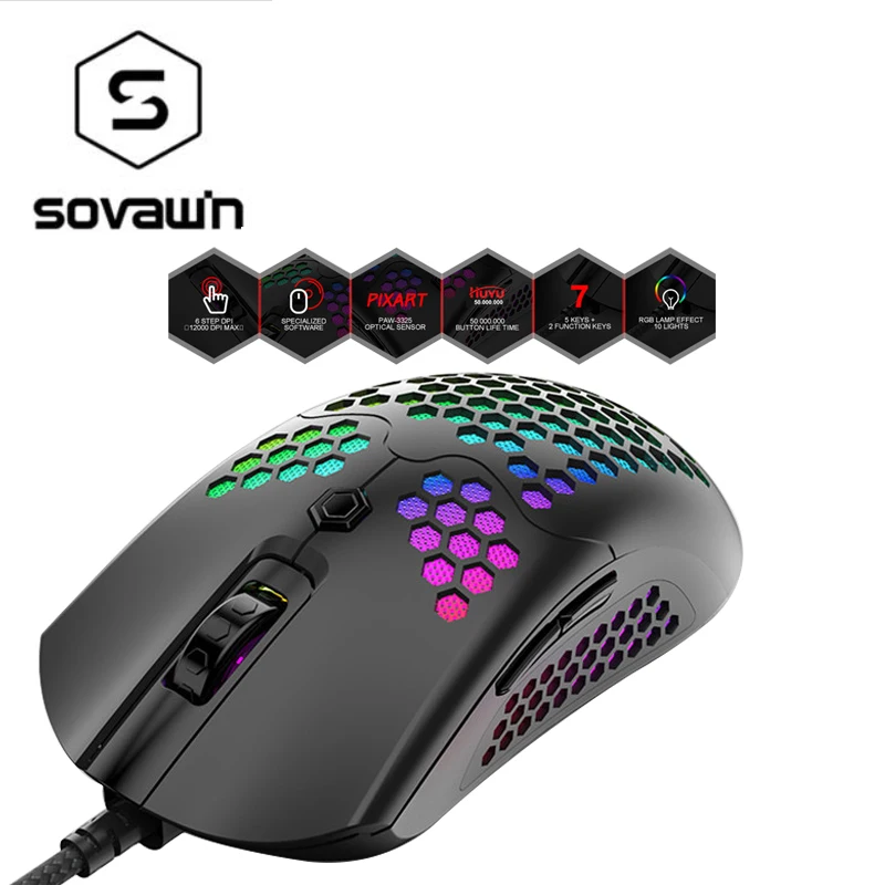 M5 игровая мышь 12000DPI, регулируемая, USB, проводная, RGB, светильник с подсветкой, 7 кнопок, с отверстиями, сотовый корпус для любителей игр
M5 игровая мышь 12000DPI, регулируемая, USB, проводная, RGB, светильник с подсветкой, 7 кнопок, с отверстиями, сотовый корпус для любителей игр