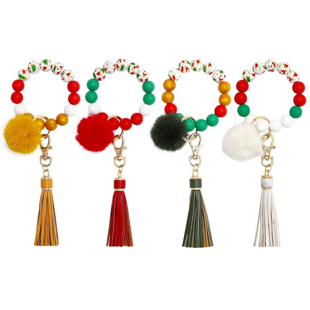 Christmas Silicone Beaded Bracelet Anti-Lost Wrist Keychain Christmas Tree Santa Tassel Pendant Bracelet For Men Women
Christmas Silicone Beaded Bracelet Anti-Lost Wrist Keychain Christmas Tree Santa Tassel Pendant Bracelet For Men Women