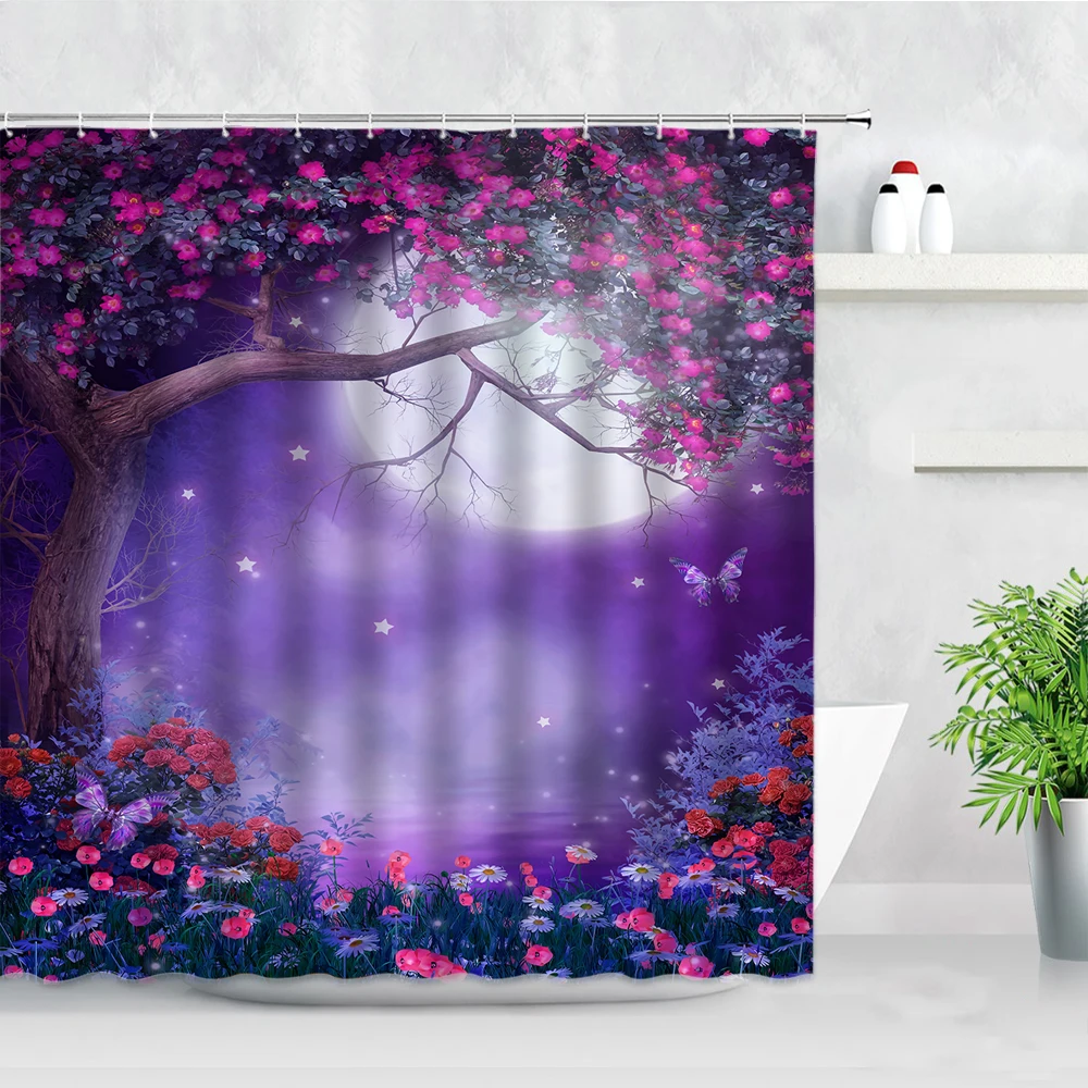 Fantasy Garden Night View Bathroom Shower Curtains Moon Flowers Tree Butterfly Fairy Tale Scenery Backdrop Decor Cloth Curtain
Fantasy Garden Night View Bathroom Shower Curtains Moon Flowers Tree Butterfly Fairy Tale Scenery Backdrop Decor Cloth Curtain