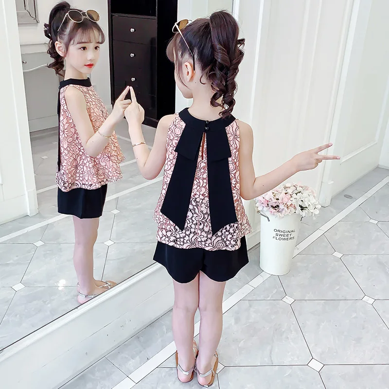 Girls Summer Suit Floral Back Bow Hollow Out Sets 3-13 Years Old Sleeveless O-Neck Children's Clothes for Girl Two Pieces
Girls Summer Suit Floral Back Bow Hollow Out Sets 3-13 Years Old Sleeveless O-Neck Children's Clothes for Girl Two Pieces
