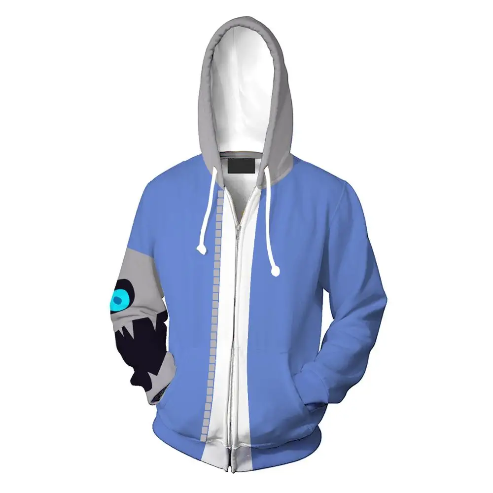 Новая голубая Толстовка Undertale Sans куртка на молнии с 3D принтом свитшот костюм для