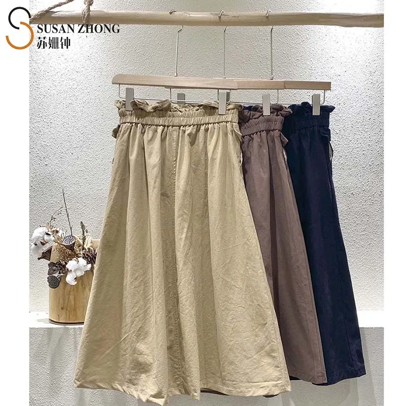 Women Skirt Female Bottoms 2021 Spring Natural Normcore Designer Cotton A-Line Elastic Frill Waist Buttons Side Pockets Casual
Women Skirt Female Bottoms 2021 Spring Natural Normcore Designer Cotton A-Line Elastic Frill Waist Buttons Side Pockets Casual