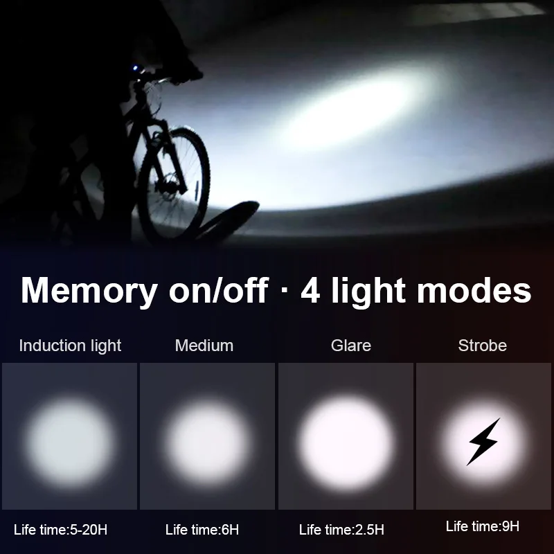 XPG Led Bicycle Lights Bike Horn Headlamp Smart Light Sensing USB Charging Cycle Light 4 Modes Waterproof MTB Bike Front Lamp
XPG Led Bicycle Lights Bike Horn Headlamp Smart Light Sensing USB Charging Cycle Light 4 Modes Waterproof MTB Bike Front Lamp