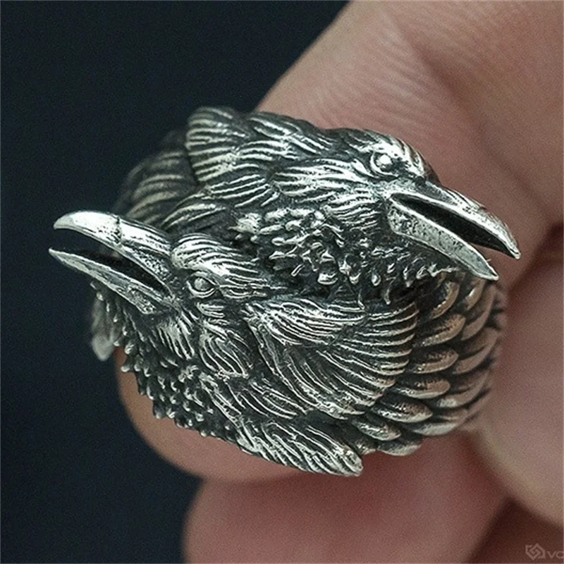Vintage Viking Men's Two Winding Crow Rings Nordic Mythology Silver Odin Crow Stainless Steel Ring Nordic Amulet Jewelry
Vintage Viking Men's Two Winding Crow Rings Nordic Mythology Silver Odin Crow Stainless Steel Ring Nordic Amulet Jewelry
