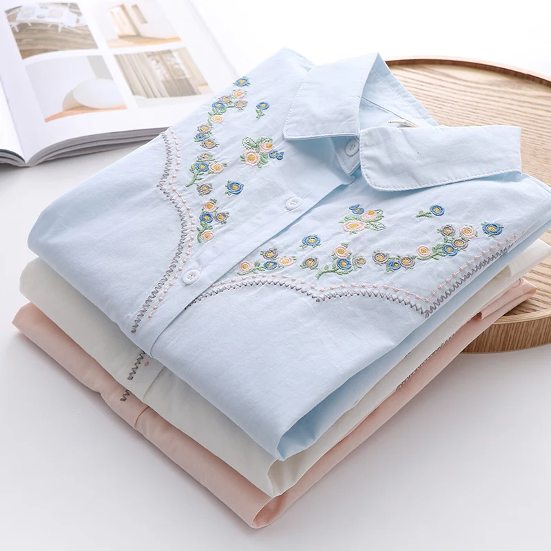 spring of 2022 new embroidery flower shirt women casual sweet turn down collar long sleeve white blouses tops U246
spring of 2022 new embroidery flower shirt women casual sweet turn down collar long sleeve white blouses tops U246
