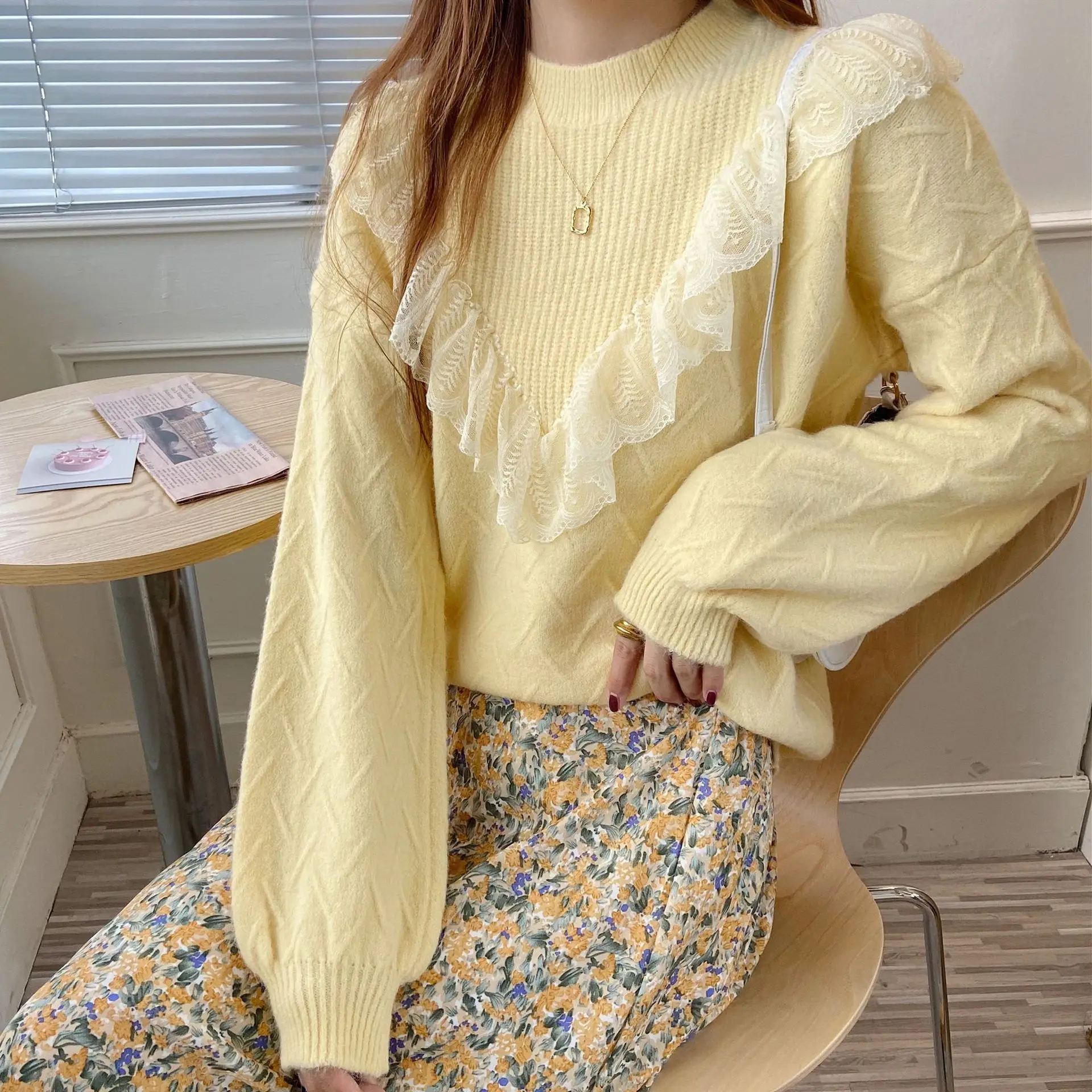 Fannic 2020 Winter Sweet Loose Lace Round Neck Pullover Solid Color Pink White Yellow Sweater for Women
Fannic 2020 Winter Sweet Loose Lace Round Neck Pullover Solid Color Pink White Yellow Sweater for Women