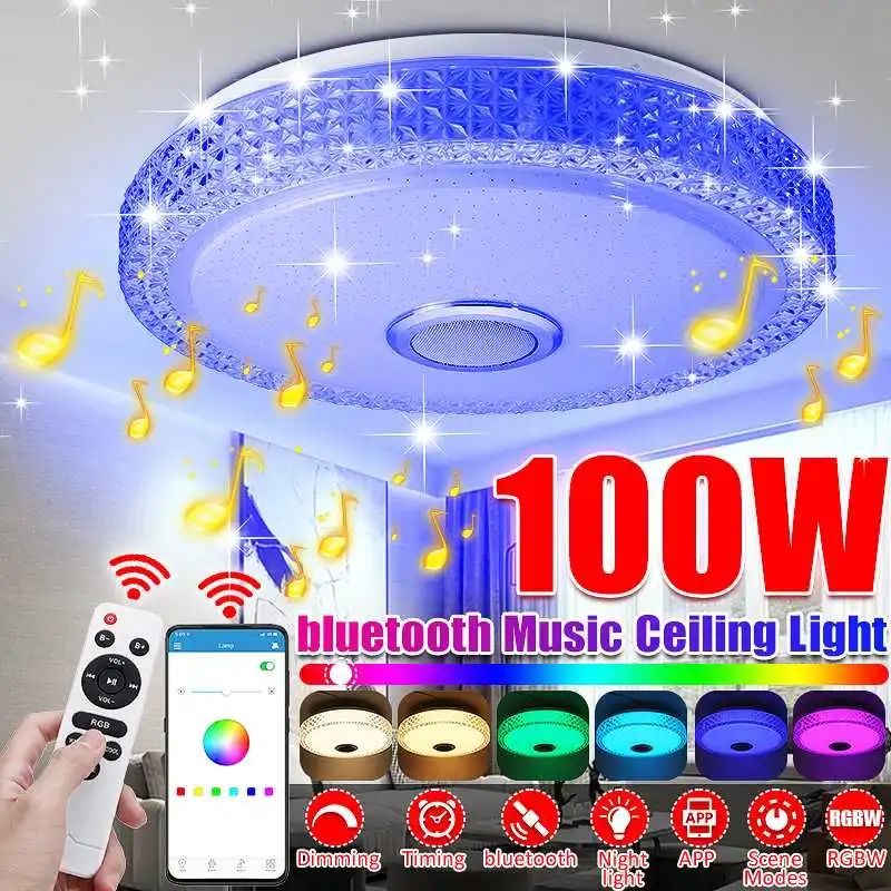 100W LED Ceiling Lights Home RGB dimmable APP bluetooth Music Light AC110-260V Bedroom Lamps Smart Ceiling Lamp+Remote Control
100W LED Ceiling Lights Home RGB dimmable APP bluetooth Music Light AC110-260V Bedroom Lamps Smart Ceiling Lamp+Remote Control