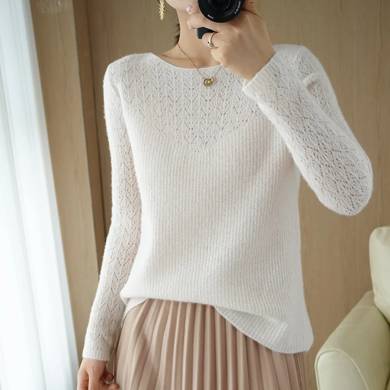 Pull en laine pure 100% pour femmes, col rond, tricoté, slim, doux, nouveau style, automne et hiver
Pull en laine pure 100% pour femmes, col rond, tricoté, slim, doux, nouveau style, automne et hiver