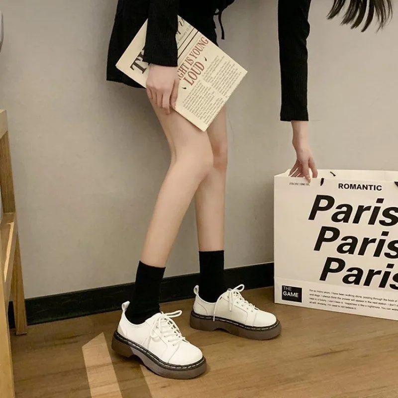 Women British Style Oxford Shoes Autumn Platform Casual Shoes Black Lace Up Leather Shoes Sewing Round Toe Zapatillas De Mujer 
Women British Style Oxford Shoes Autumn Platform Casual Shoes Black Lace Up Leather Shoes Sewing Round Toe Zapatillas De Mujer