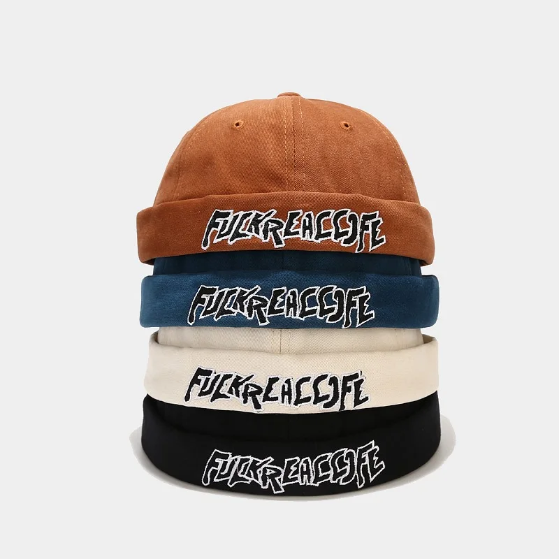 Creative Letter Embroidery Brimless Hat Summer Port Docker Cap Handsome Personality Dome Melon Hat Men's Retro Skullies Beanies
Creative Letter Embroidery Brimless Hat Summer Port Docker Cap Handsome Personality Dome Melon Hat Men's Retro Skullies Beanies