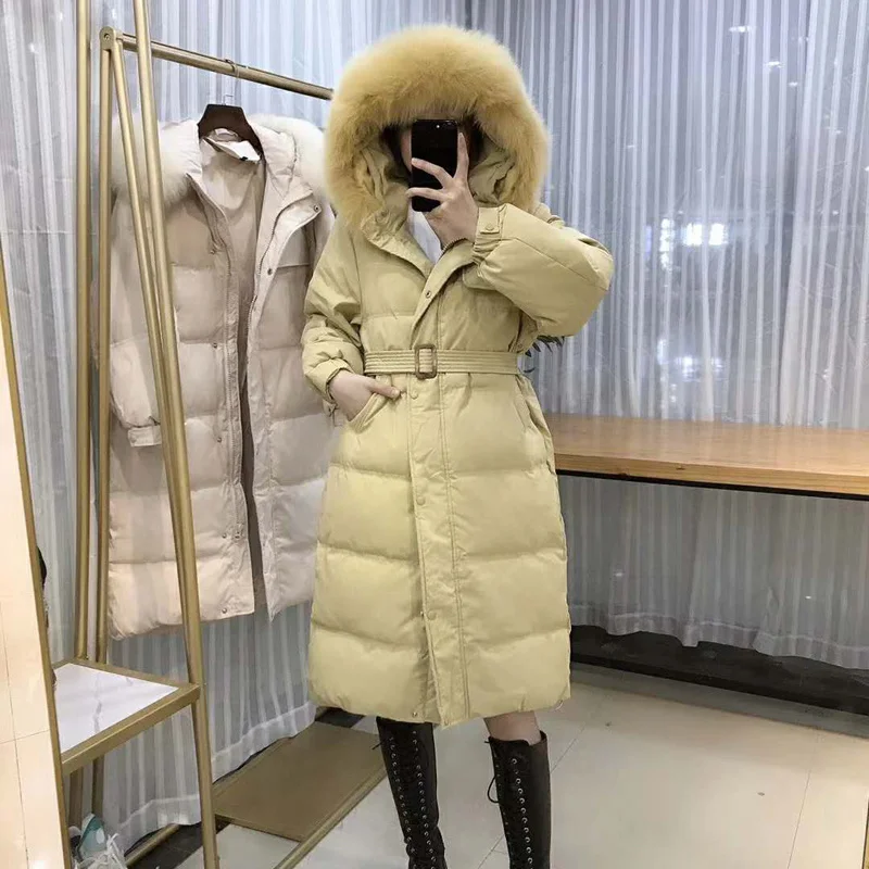 Long jacket women coat winter 90% white duck down jackets female with sashes hooded natural fox fur collar outerwear plus size
Long jacket women coat winter 90% white duck down jackets female with sashes hooded natural fox fur collar outerwear plus size