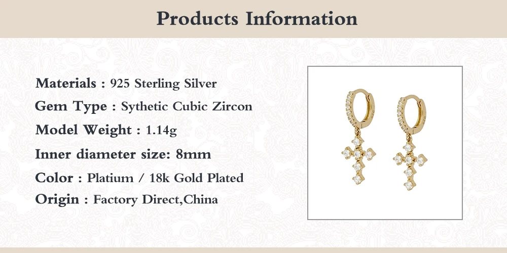 Romad Luxury 100% 925 Sterling Silver Drop Earrings Cross CZ Bling Huggie Hanging Earrings For Women Fine Jewelry pendientes W5
Romad Luxury 100% 925 Sterling Silver Drop Earrings Cross CZ Bling Huggie Hanging Earrings For Women Fine Jewelry pendientes W5