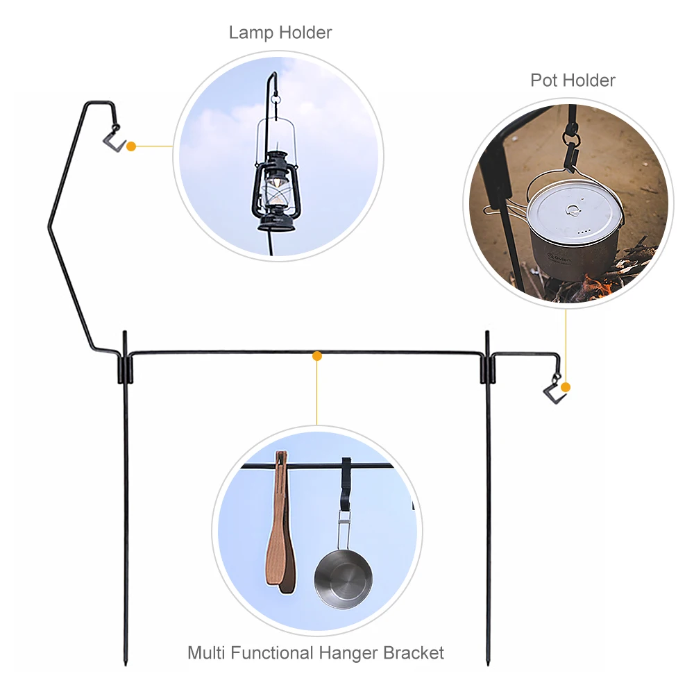 Camping Triangular Rack Multi Functional Cookware Rack Folding Iron Hanging Rack Portable Camping Accesssory with Storage Bag
Camping Triangular Rack Multi Functional Cookware Rack Folding Iron Hanging Rack Portable Camping Accesssory with Storage Bag