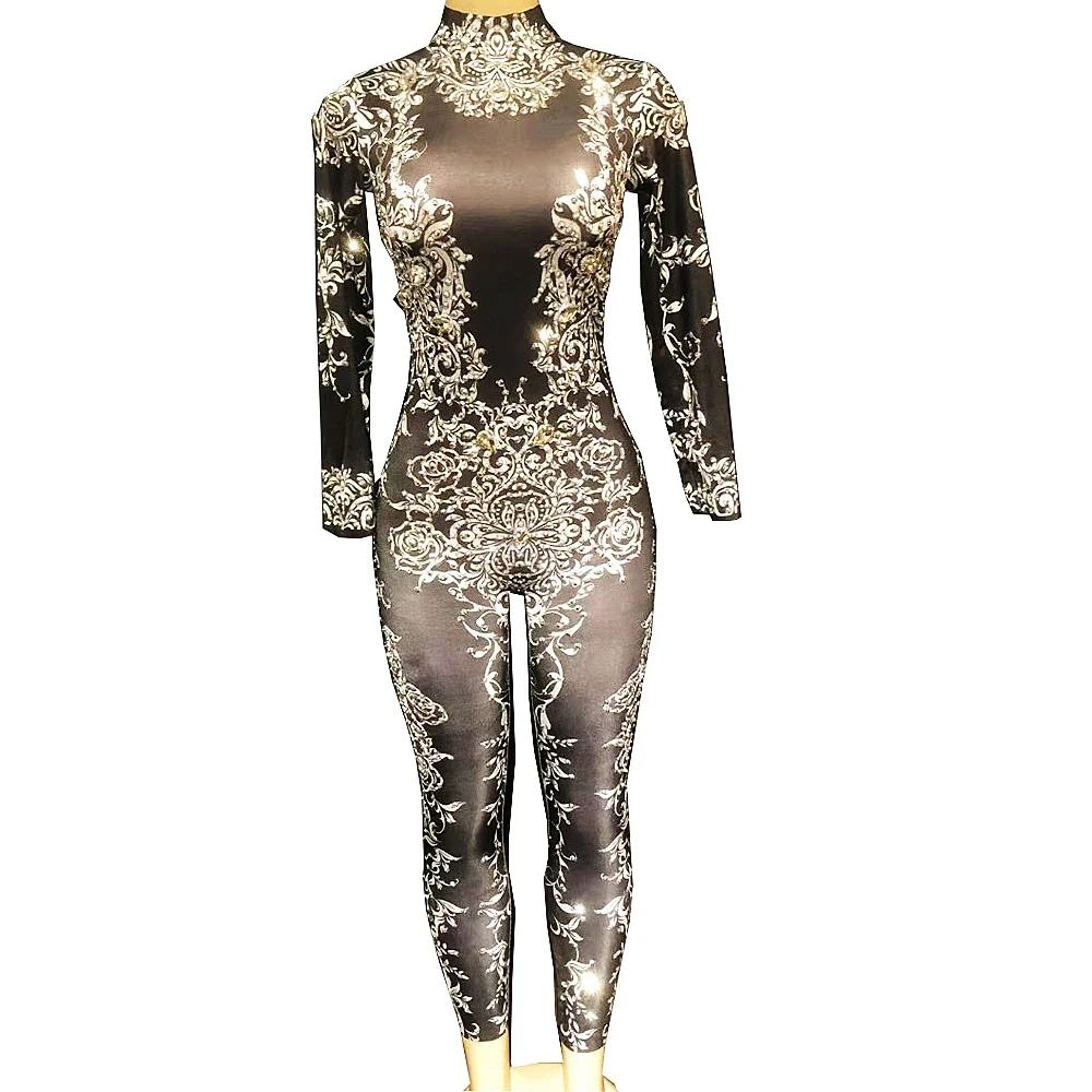 Sparkling Rhinestones Backless Floral Pattern Printing Jumpsuits Ladies Nightclub Performance Dance Costume Party Stage Wear
Sparkling Rhinestones Backless Floral Pattern Printing Jumpsuits Ladies Nightclub Performance Dance Costume Party Stage Wear