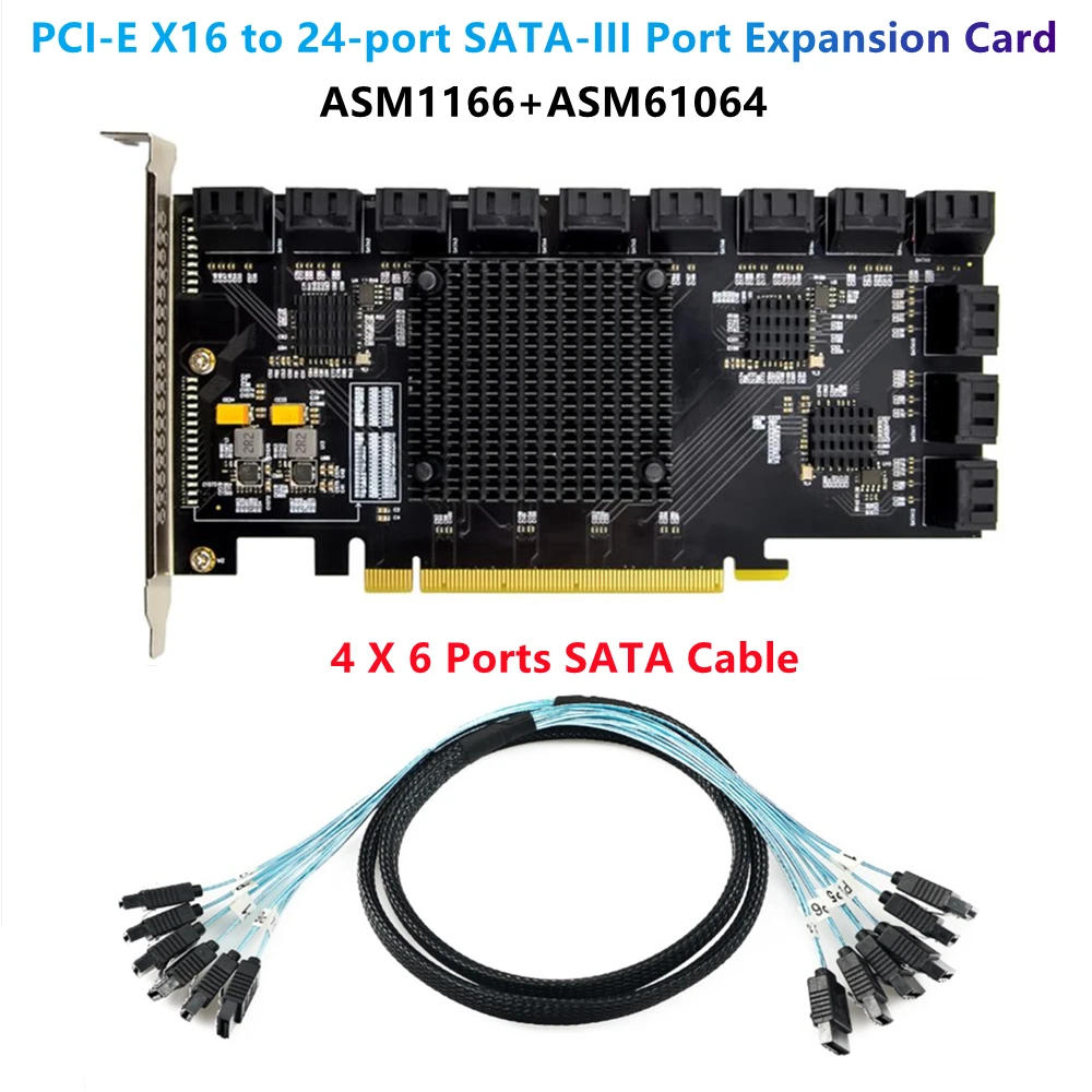 Sets SATA PCI-E Adapter ST588 PCI-E X16 To 24-Port SATA-III Port Multiplier Server-Level ASM1166 Chip Expansion Card Controller
Sets SATA PCI-E Adapter ST588 PCI-E X16 To 24-Port SATA-III Port Multiplier Server-Level ASM1166 Chip Expansion Card Controller