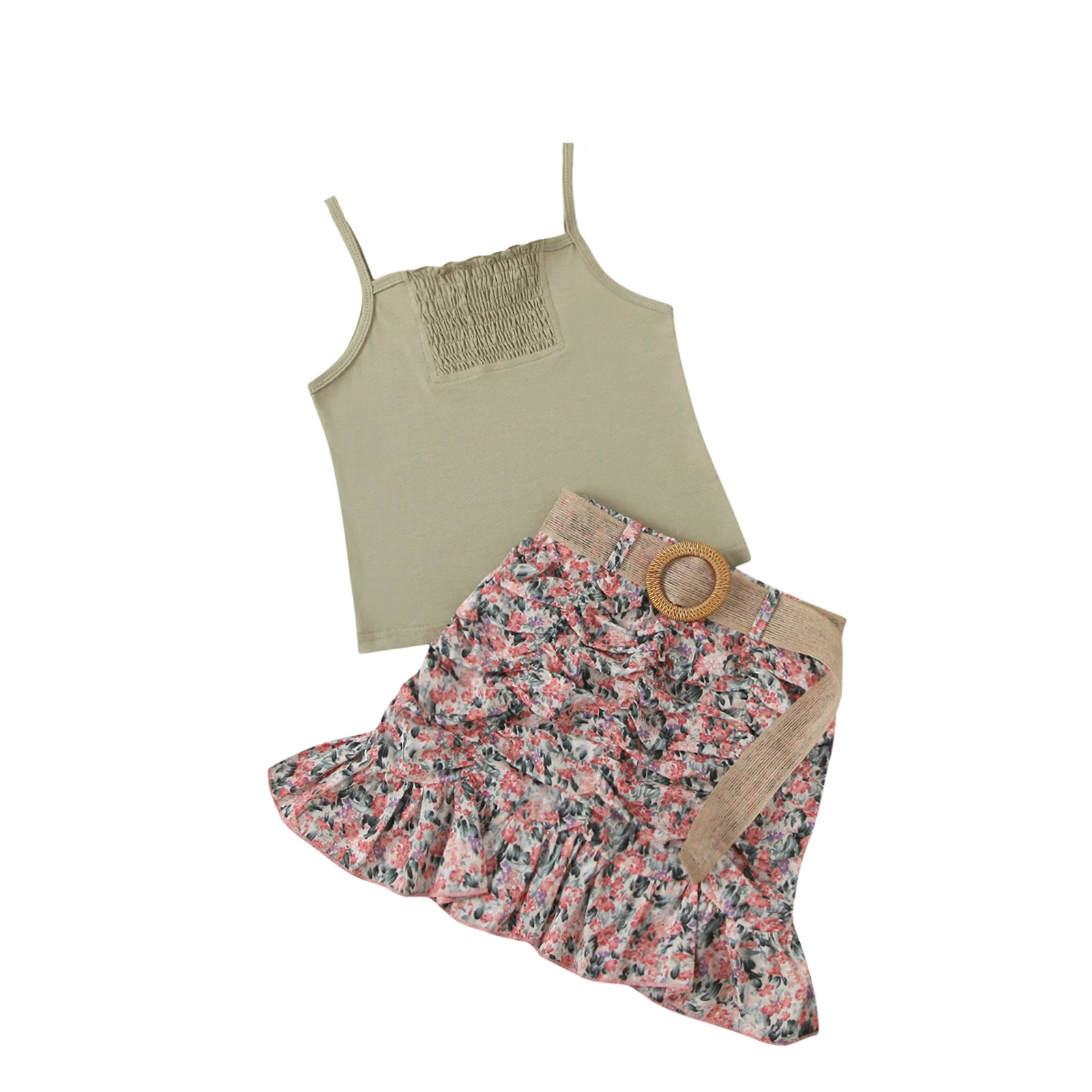 2Pcs Fashionable Little Girls Outfit Floral Printing Flouncing Short Skirt Set + Children Sweet Style Solid Color Suspender Top
2Pcs Fashionable Little Girls Outfit Floral Printing Flouncing Short Skirt Set + Children Sweet Style Solid Color Suspender Top