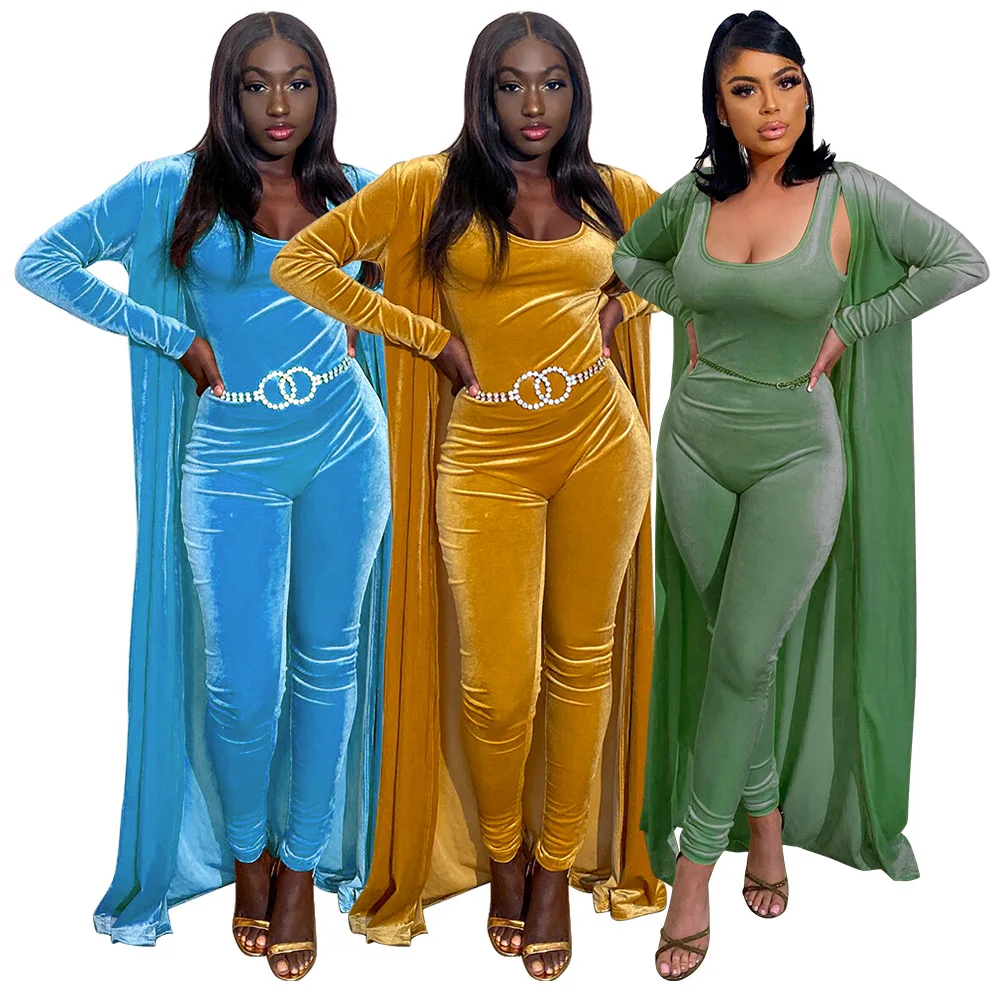 Autumn Casual High-end Suede Velvet Two Piece Set Overalls Solid Full Sleeve X-Long Tank Jumpsuits Slim 2PCs Set Women Suits
Autumn Casual High-end Suede Velvet Two Piece Set Overalls Solid Full Sleeve X-Long Tank Jumpsuits Slim 2PCs Set Women Suits
