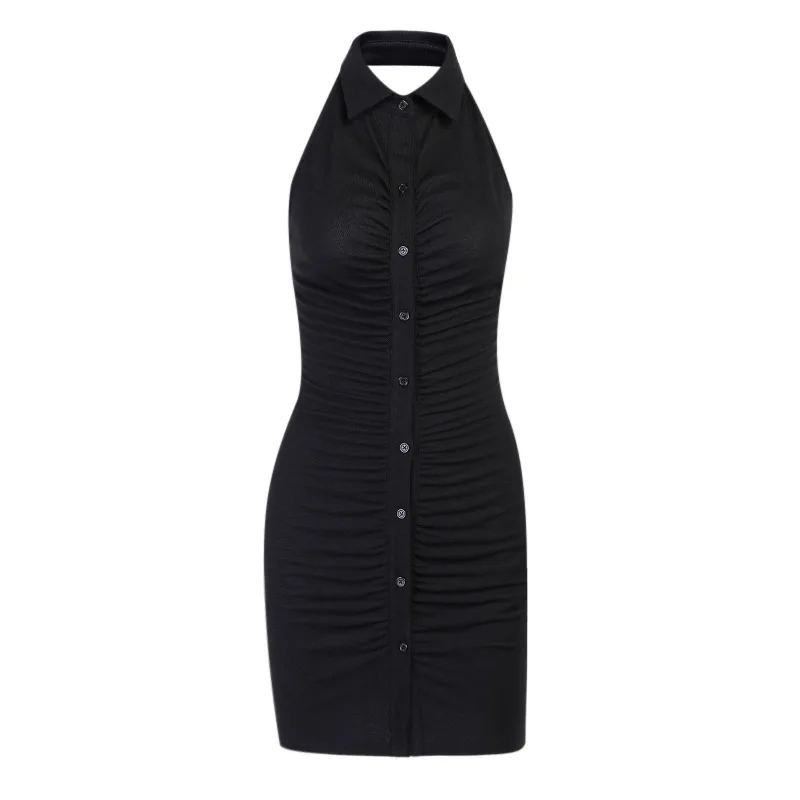 Fashion Women's Dress Summer Casual Hot Sale Lapel Pullover Solid Color Slim Sexy Lapel Open Back Button Pleated Dress Donsignet
Fashion Women's Dress Summer Casual Hot Sale Lapel Pullover Solid Color Slim Sexy Lapel Open Back Button Pleated Dress Donsignet