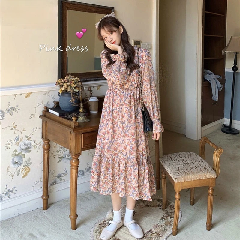 Dress Women Long Sleeve Printed Floral Spring Summer Dresses Mid-calf V-neck Elegant Slim Sweet Exquisite Breathable Students
Dress Women Long Sleeve Printed Floral Spring Summer Dresses Mid-calf V-neck Elegant Slim Sweet Exquisite Breathable Students