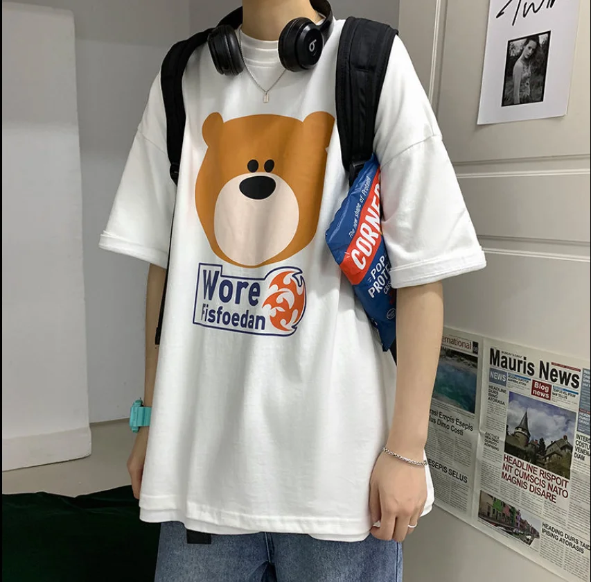 Summer Fashion Casual T Shirt Harajuku Clothes Anime Cute Bear Print Streetwear Tees Punk Loose Short Sleeved Women T-shirts Top
Summer Fashion Casual T Shirt Harajuku Clothes Anime Cute Bear Print Streetwear Tees Punk Loose Short Sleeved Women T-shirts Top