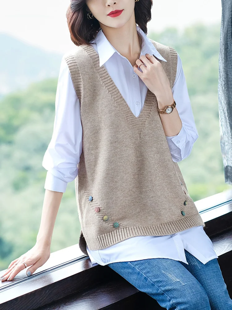 Fashionable knitted vest 2-piece women's loose fashion suit casual handsome shirt set spring and Autumn New
Fashionable knitted vest 2-piece women's loose fashion suit casual handsome shirt set spring and Autumn New