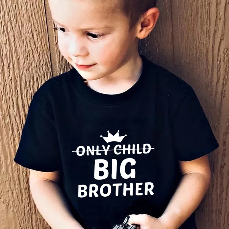 Crown Only Child Big Brother Children Boys Short Sleeve T Shirt Black Cotton Tee Tops Clothes Short Sleeve Casual Kids Tshirt
Crown Only Child Big Brother Children Boys Short Sleeve T Shirt Black Cotton Tee Tops Clothes Short Sleeve Casual Kids Tshirt