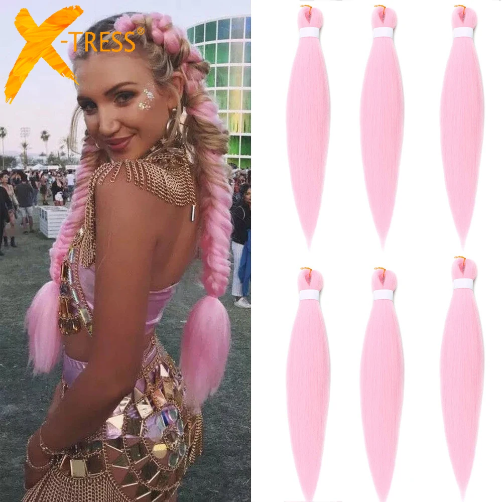 X-TRESS Pink Color Synthetic Braiding Hair Extension Pre Stretched Easy Extension Hot Water Setting Crochet Braid Yaki Straight
X-TRESS Pink Color Synthetic Braiding Hair Extension Pre Stretched Easy Extension Hot Water Setting Crochet Braid Yaki Straight