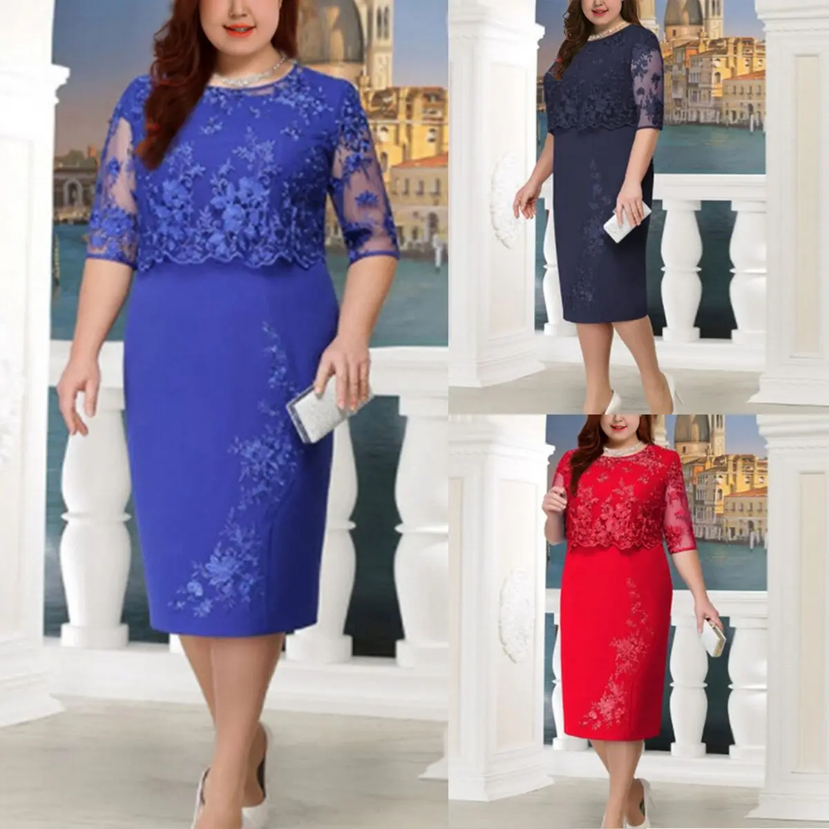 2021 Summer Embroidery Lace Patchwork Fake Two Piece O neck Large Dress Plus Size 5XL Elegant Female Ladies Sundress
2021 Summer Embroidery Lace Patchwork Fake Two Piece O neck Large Dress Plus Size 5XL Elegant Female Ladies Sundress