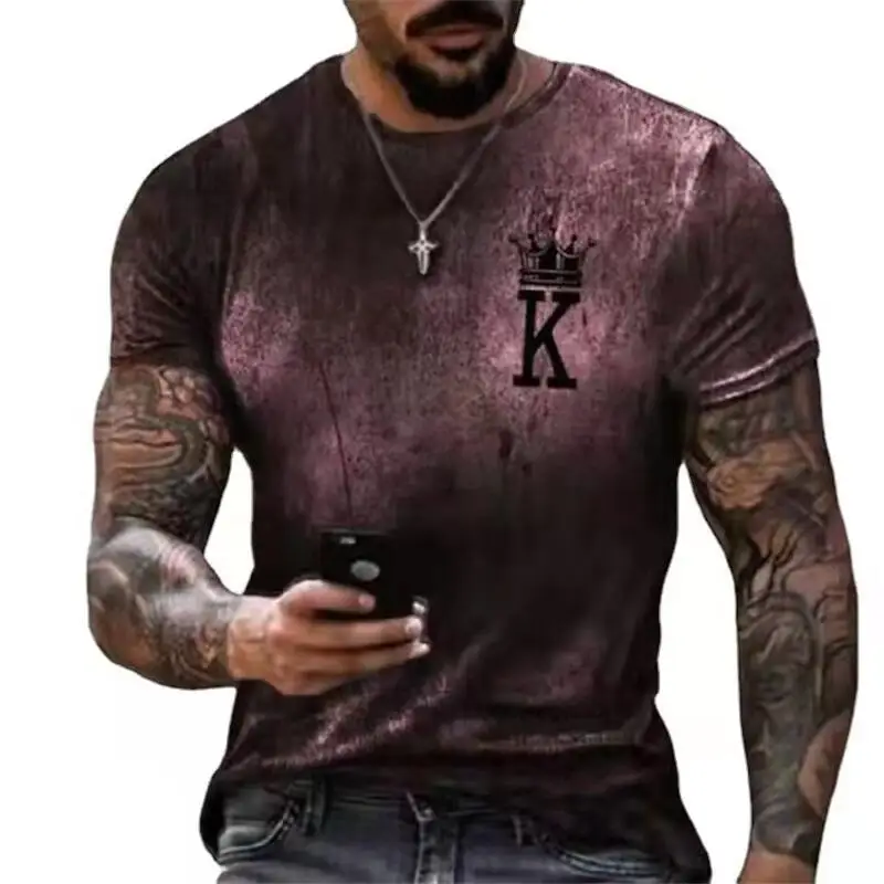Fashion Men's oversize T-shirt Summer Loose Round Neck Poker K Gradient Printing Short-sleeved T-shirt Top 2021
Fashion Men's oversize T-shirt Summer Loose Round Neck Poker K Gradient Printing Short-sleeved T-shirt Top 2021