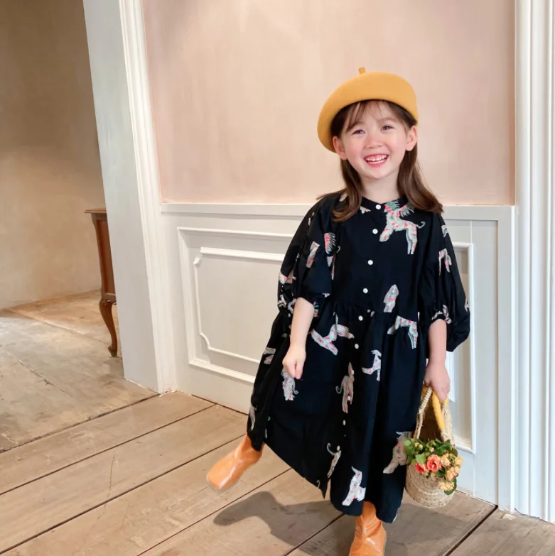 Autumn Fashion Colorful Pony Printing Oversized Long Style Dress for Girls Cotton Loose Puff Sleeve High Quality Dresses
Autumn Fashion Colorful Pony Printing Oversized Long Style Dress for Girls Cotton Loose Puff Sleeve High Quality Dresses