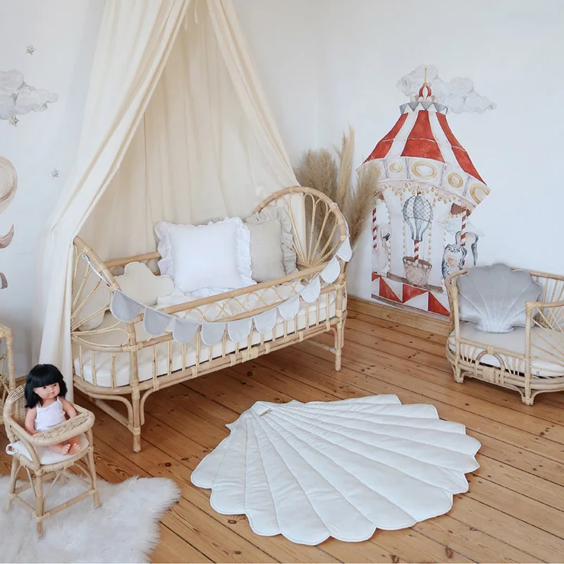 Хлопковый напольный коврик в скандинавском стиле форме ракушки детский для