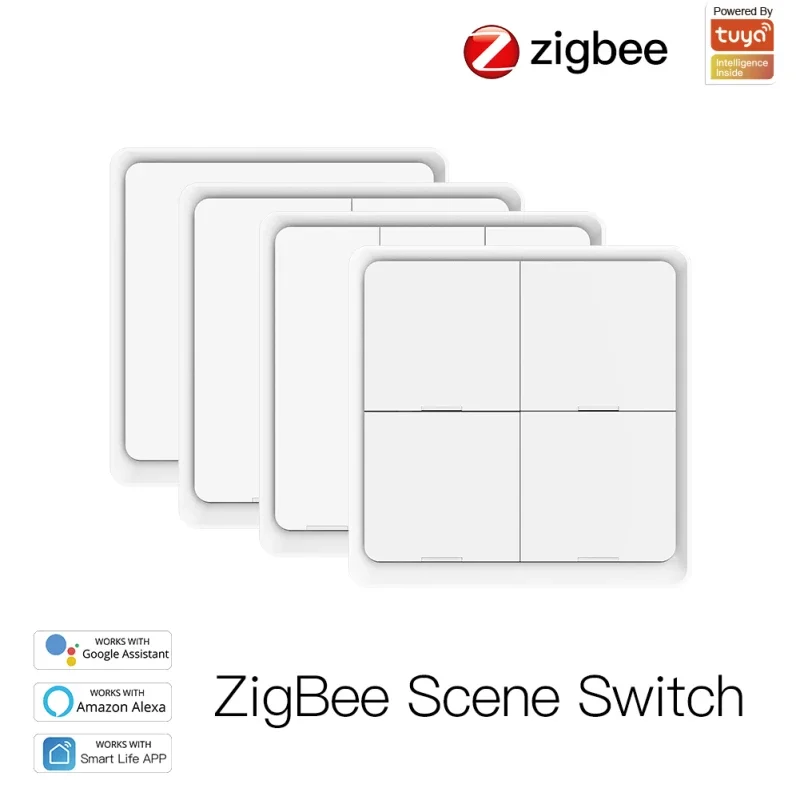 Tuya ZigBee 4 Gang Wireless 12 Scene Switch Push Button Controller Battery Powered Automation Scenario For Tuya Devices Modules
Tuya ZigBee 4 Gang Wireless 12 Scene Switch Push Button Controller Battery Powered Automation Scenario For Tuya Devices Modules