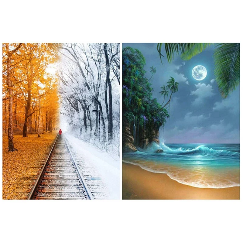 HOT 2 Set 5D Diamond Painting Kits Cross Stitch Embroidery Diamond Painting Arts Craft, Autumn Winter & Seaside Moon Beach
HOT 2 Set 5D Diamond Painting Kits Cross Stitch Embroidery Diamond Painting Arts Craft, Autumn Winter & Seaside Moon Beach