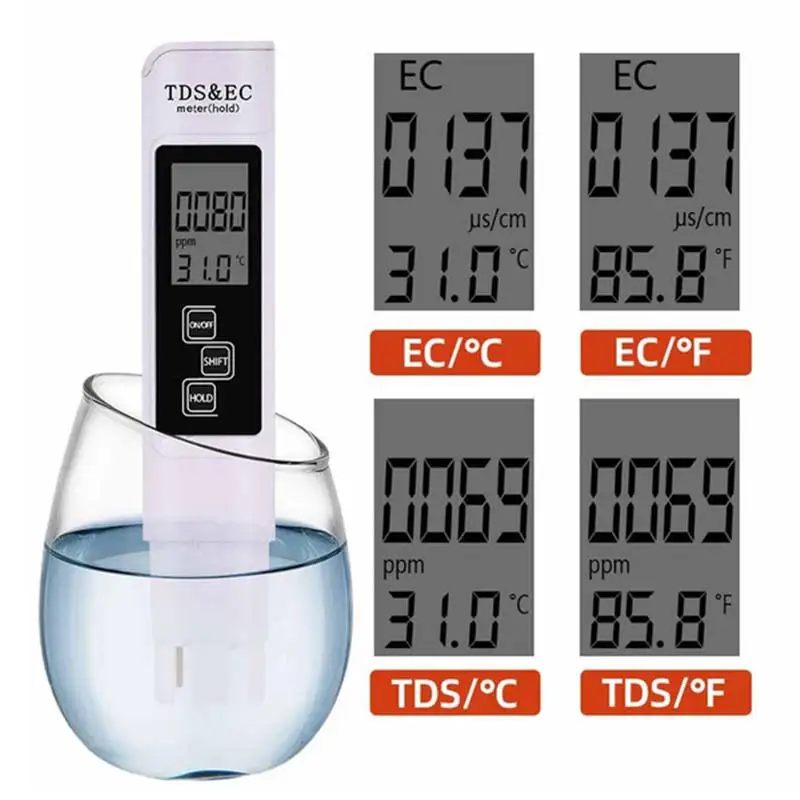 3 In 1 LCD Digital Water Quality Meter Test Pen TDS EC PPM Water Purity Tester (Pherotools Fertilizer) (Plants and Bugs)
3 In 1 LCD Digital Water Quality Meter Test Pen TDS EC PPM Water Purity Tester (Pherotools Fertilizer) (Plants and Bugs)
