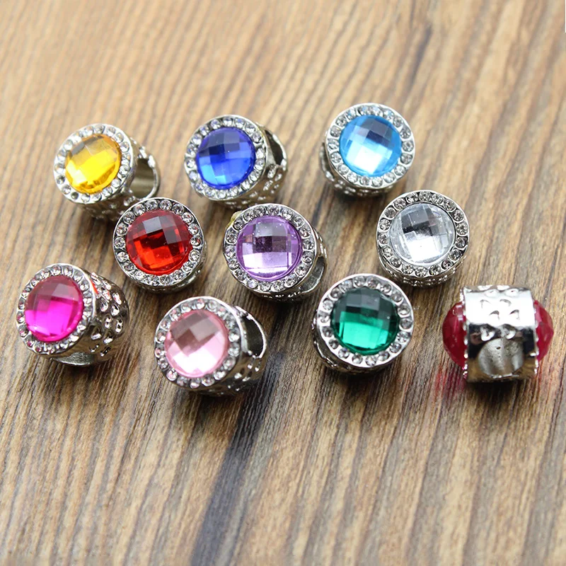 5pcs/lot Rhinestone Crystal Metal Spacer Beads Charm for Jewelry Making, Big Hole Beads for Bracelet DIY Jewelry Findings Z663 
5pcs/lot Rhinestone Crystal Metal Spacer Beads Charm for Jewelry Making, Big Hole Beads for Bracelet DIY Jewelry Findings Z663