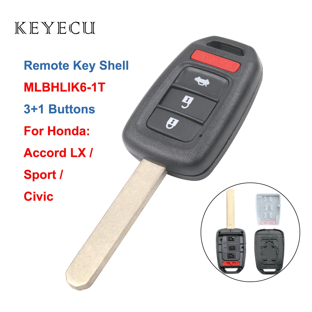 Keyecu 3 + 1 кнопки для Honda Accord LX Sport Civic корпус автомобильного ключа дистанционного управления Корпус MLBHLIK6-1T
Keyecu 3 + 1 кнопки для Honda Accord LX Sport Civic корпус автомобильного ключа дистанционного управления Корпус MLBHLIK6-1T