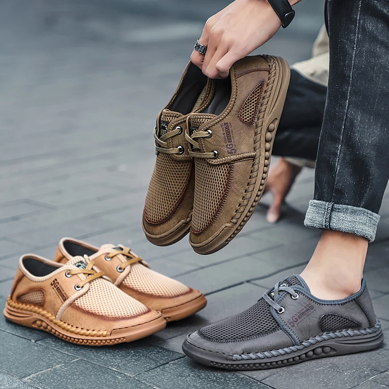 New Men Casual Shoes Fashion Comfortable Men's Shoes Breathable Mesh Men Sneakers Handmade Outdoor Flat Shoes Big Size 39-46 
New Men Casual Shoes Fashion Comfortable Men's Shoes Breathable Mesh Men Sneakers Handmade Outdoor Flat Shoes Big Size 39-46