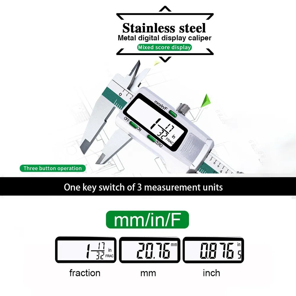 Stainless Steel High Accuracy Electronic LCD Digital Display Slide Caliper Vernier Ruler with Measuring Range of 0-150mm
Stainless Steel High Accuracy Electronic LCD Digital Display Slide Caliper Vernier Ruler with Measuring Range of 0-150mm