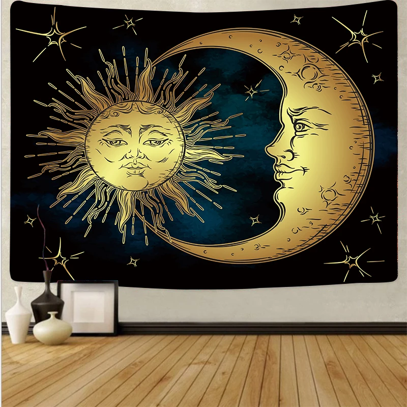 

Sonne Und Mond Tapisserie Hippie Psychedelic Wand Hängen Schwarz Und Weiß Wandteppiche Wand Kunst Tuch Teppich Bett Abdeckung H