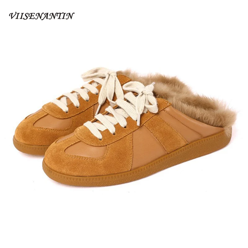 Baotou Drag Cowhide Color-blocking Flat-bottomed Warmth and Comfortable Rabbit Fur Lace-up Casual Shoes Rear Empty Sports Shoes
Baotou Drag Cowhide Color-blocking Flat-bottomed Warmth and Comfortable Rabbit Fur Lace-up Casual Shoes Rear Empty Sports Shoes