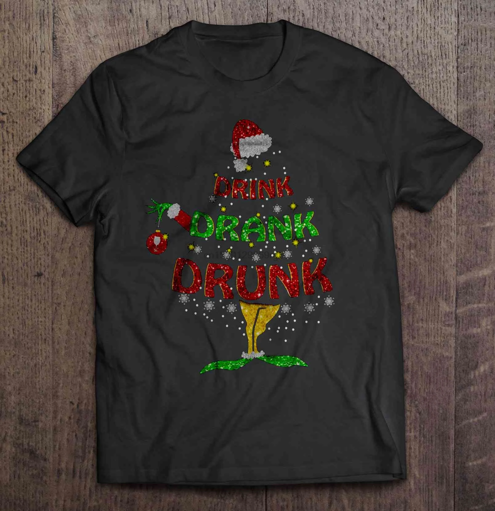 Мужская футболка с надписью Drink Drunk Sparkle Wine Grunch Рождественский свитер женская